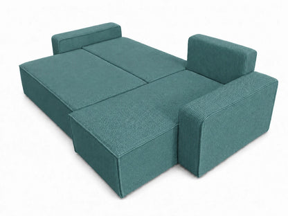 Narożnik tapicerowany NEXO – uniwersalny, z funkcją spania i pojemnikiem, sztruks