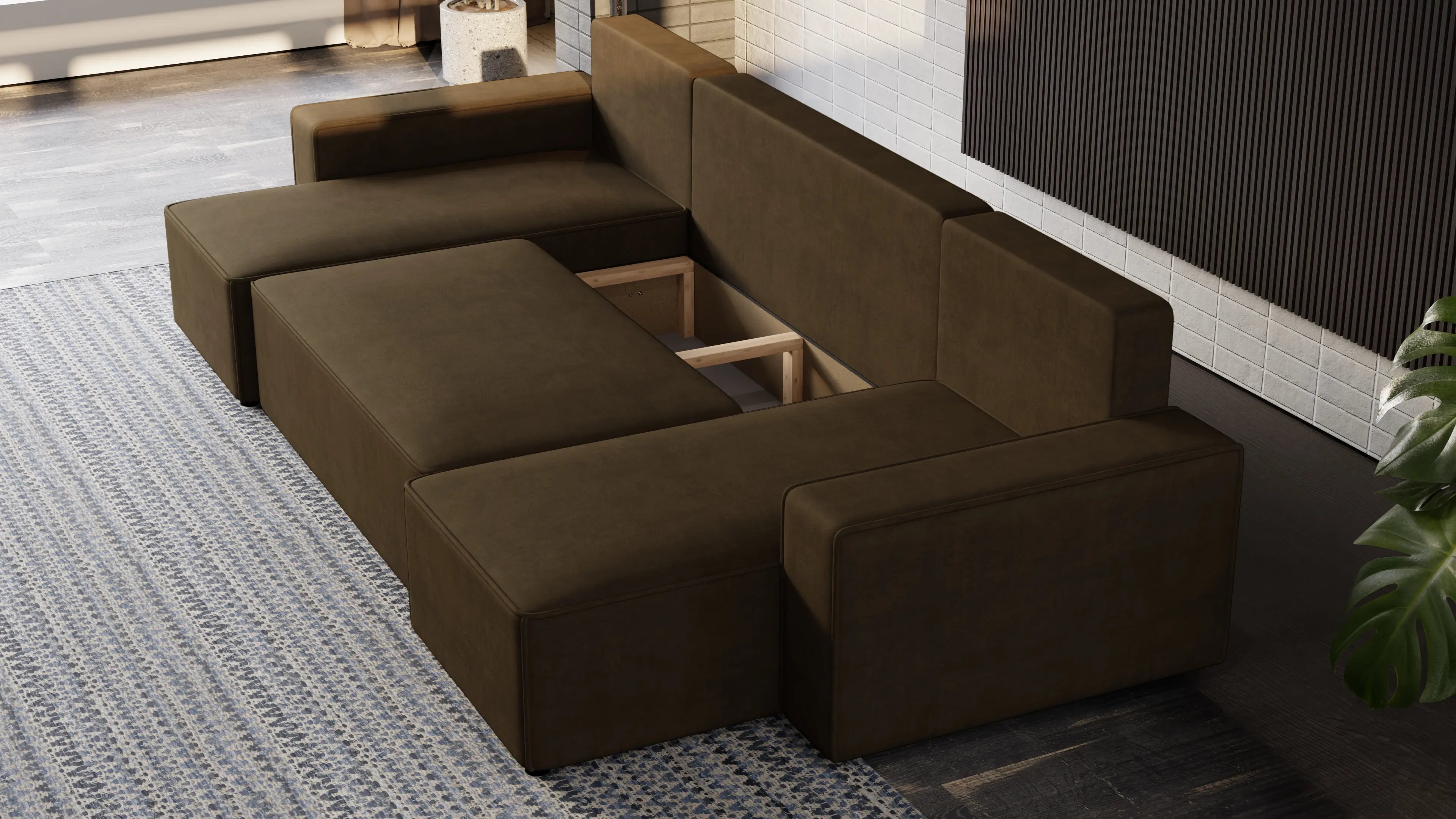 Nexo U – duży narożnik w kształcie U z funkcją spania