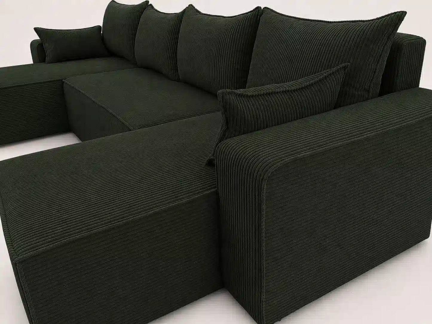 Narożnik NEXO U 315 cm z funkcją spania i pojemnikiem – sztruks POSO