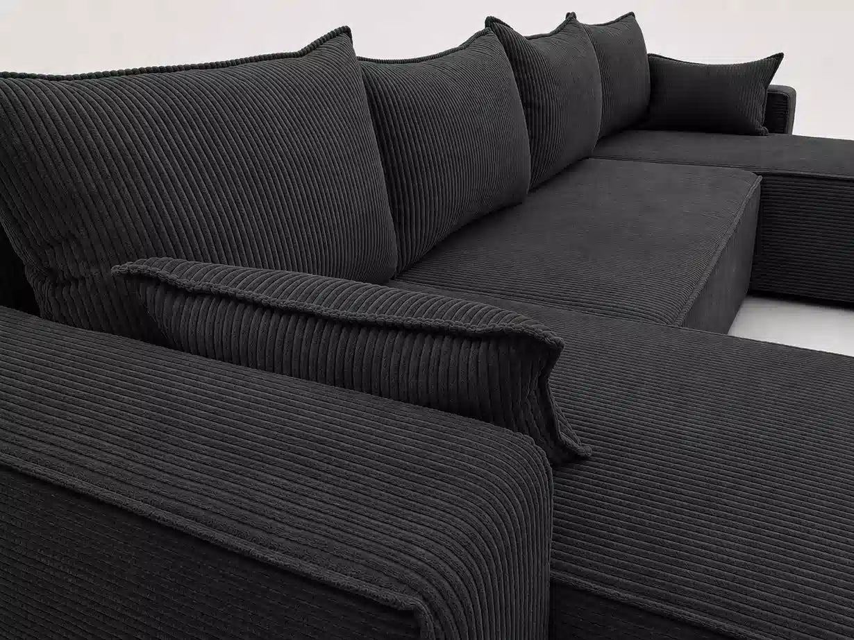 Narożnik NEXO U 315 cm z funkcją spania i pojemnikiem – sztruks POSO