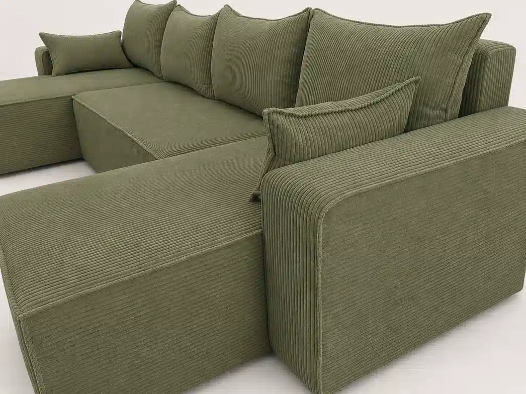 Narożnik NEXO U 315 cm z funkcją spania i pojemnikiem – sztruks POSO