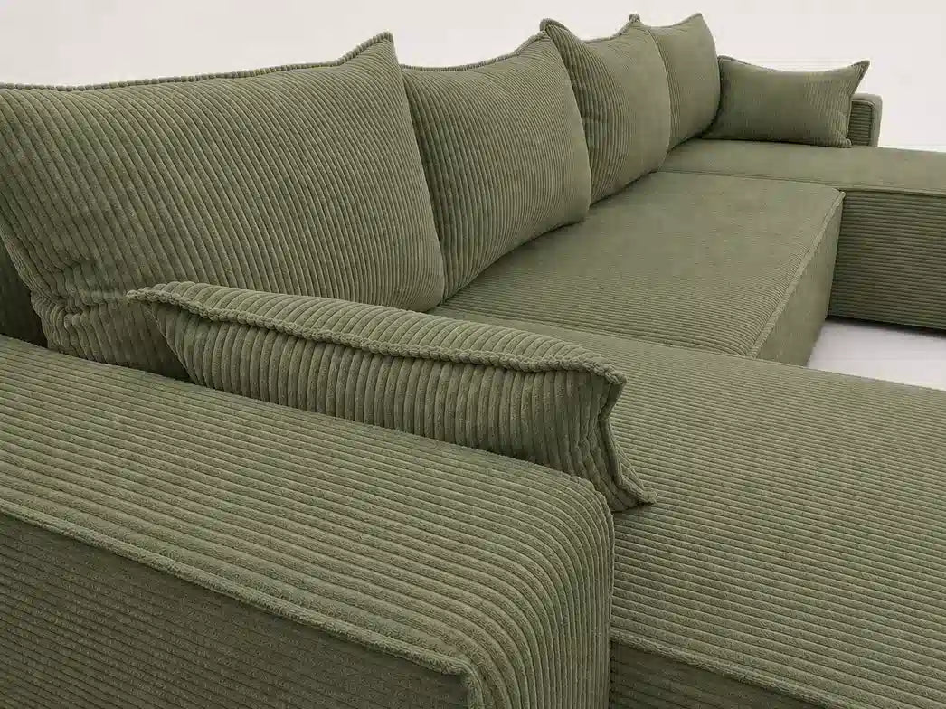 Narożnik NEXO U 315 cm z funkcją spania i pojemnikiem – sztruks POSO