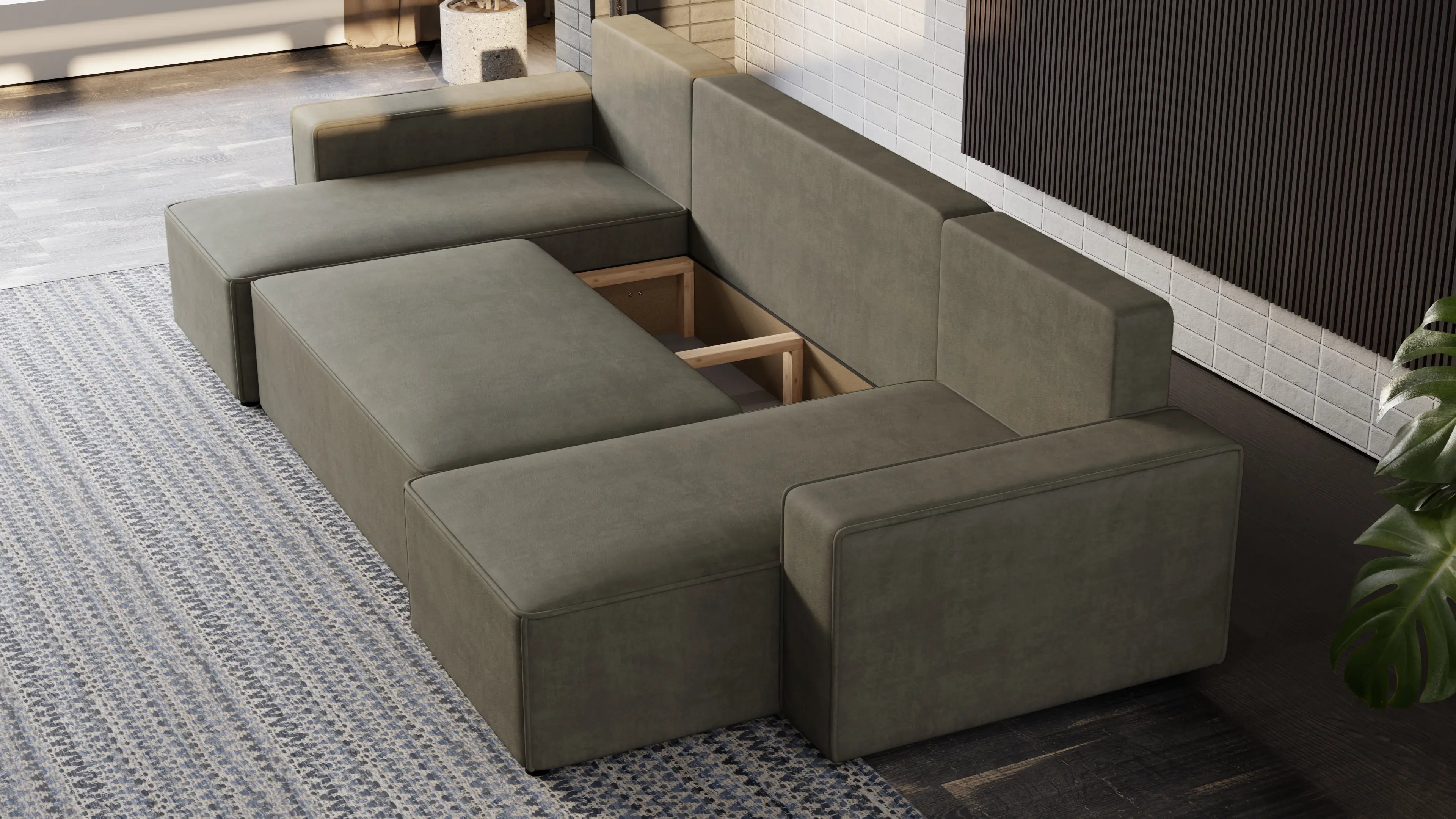 Nexo U – duży narożnik w kształcie U z funkcją spania