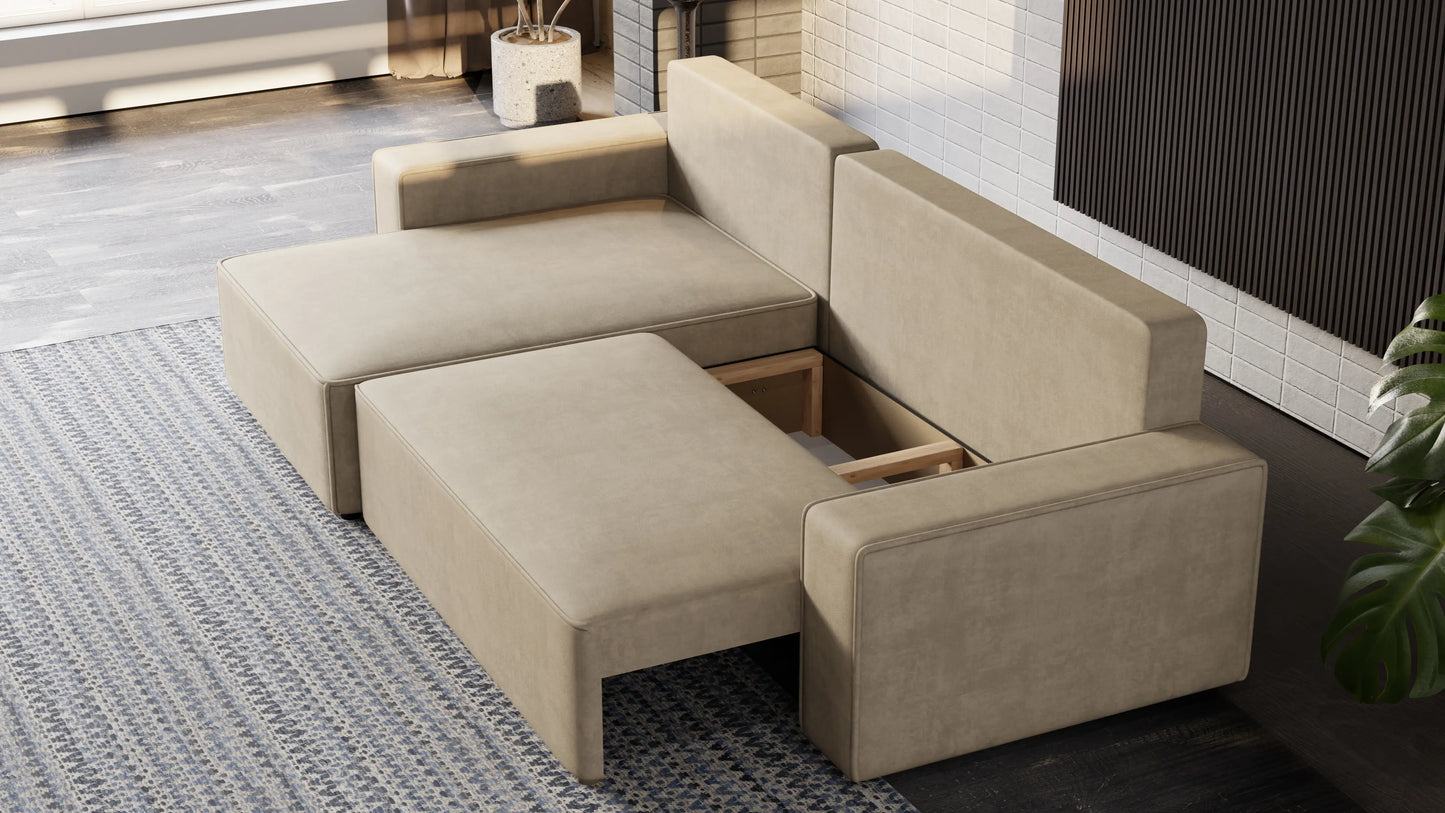 Nexo XL – narożnik XL z funkcją spania 231×130 i pojemnikiem