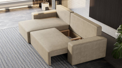 Nexo XL – narożnik XL z funkcją spania 231×130 i pojemnikiem
