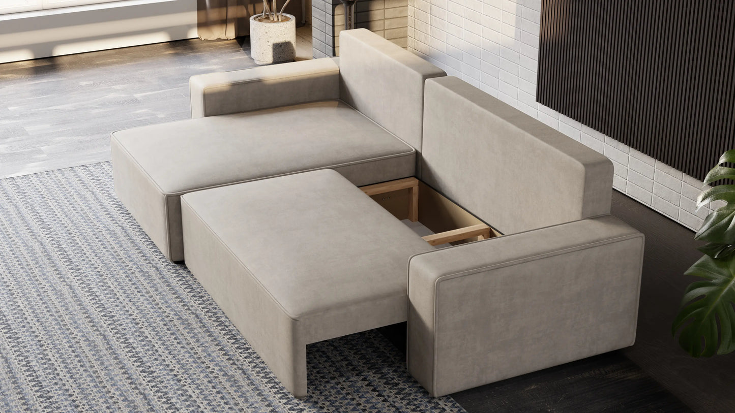 Nexo XL – narożnik XL z funkcją spania 231×130 i pojemnikiem