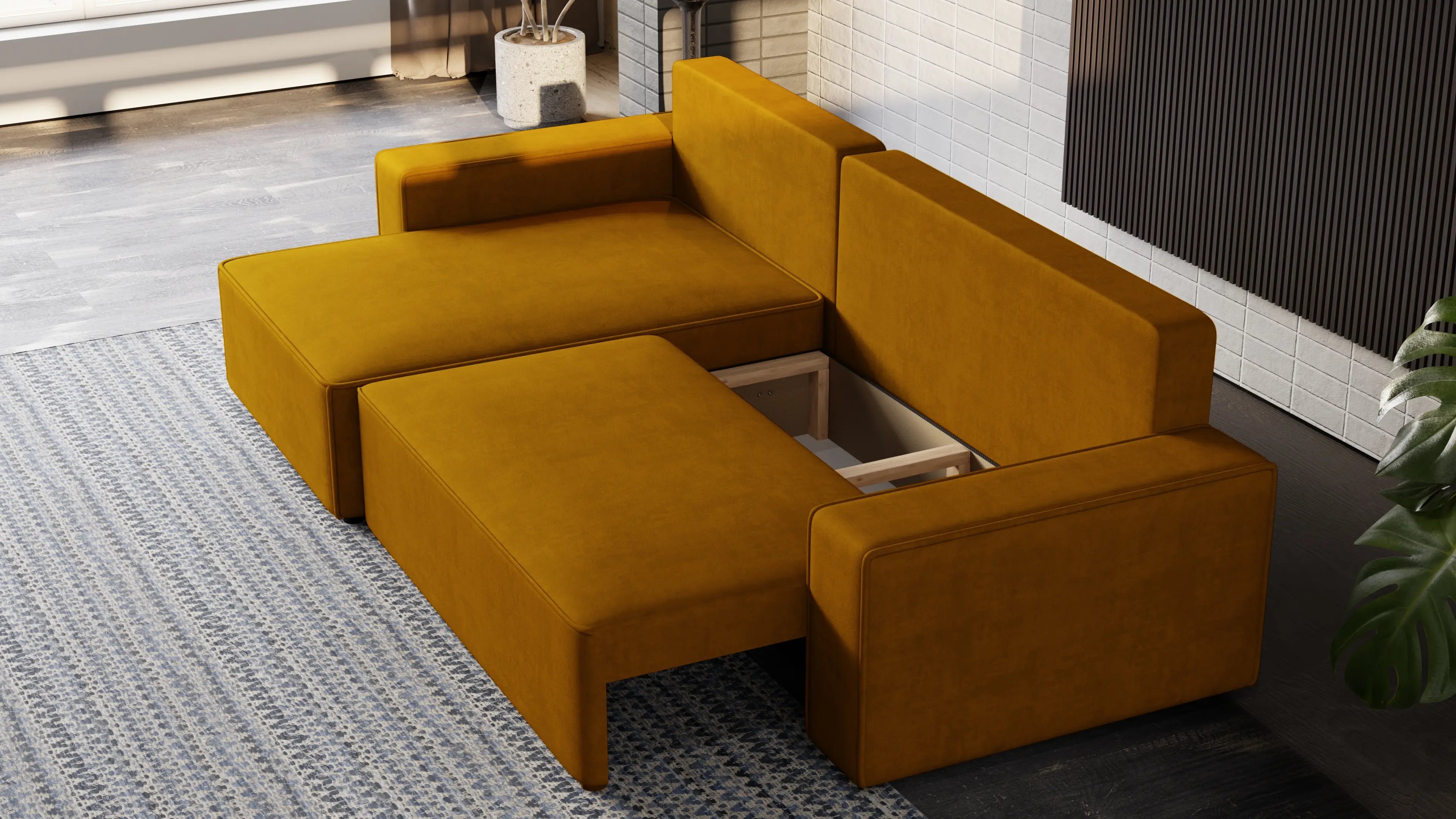 Nexo XL – narożnik XL z funkcją spania 231×130 i pojemnikiem