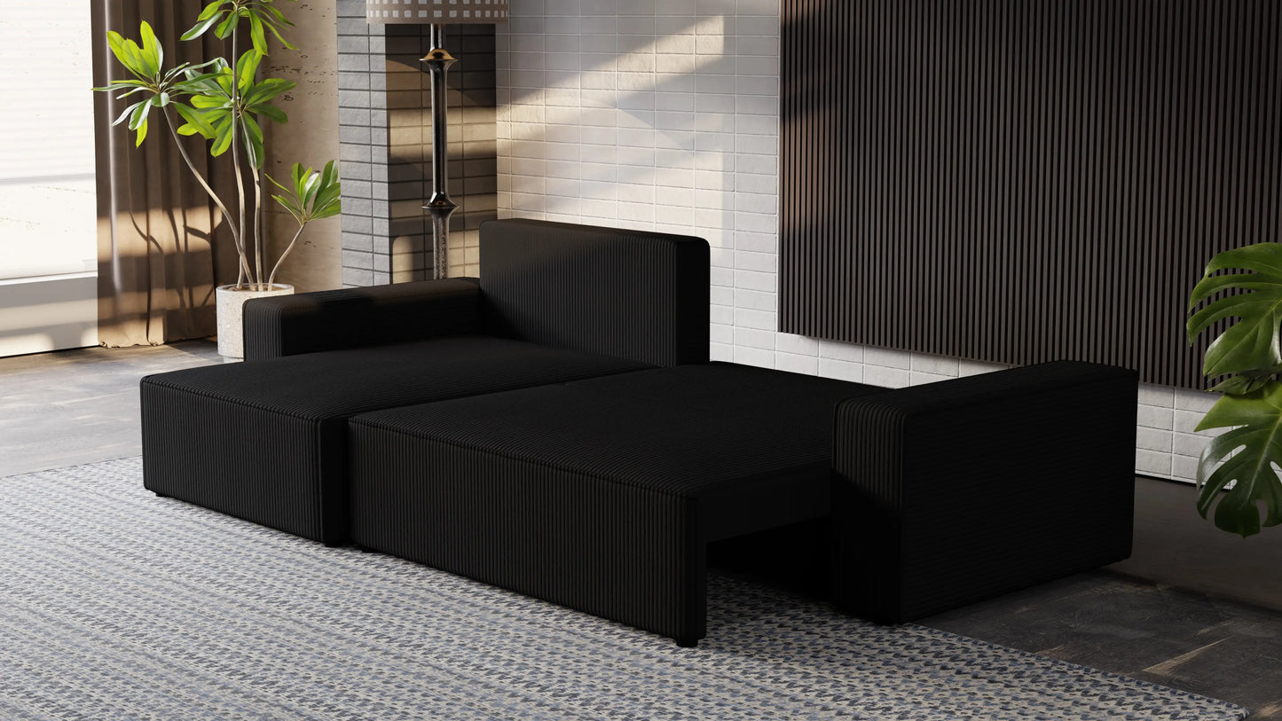 NEXO XL – narożnik z funkcją spania, sprężyny faliste, pianka T30
