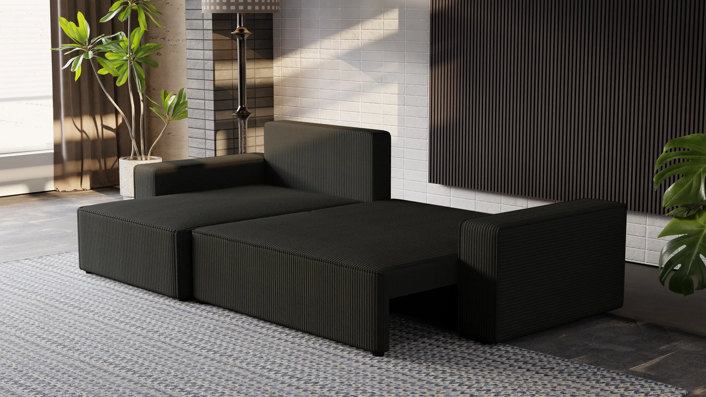 NEXO XL – narożnik z funkcją spania, sprężyny faliste, pianka T30