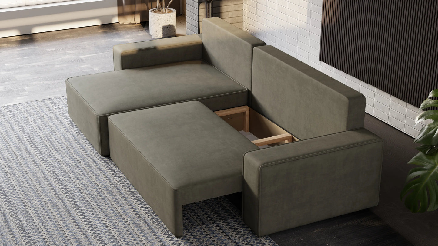 Nexo XL – narożnik XL z funkcją spania 231×130 i pojemnikiem