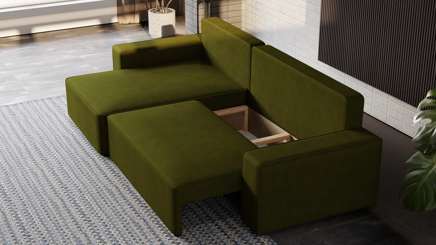 Nexo XL – narożnik XL z funkcją spania 231×130 i pojemnikiem