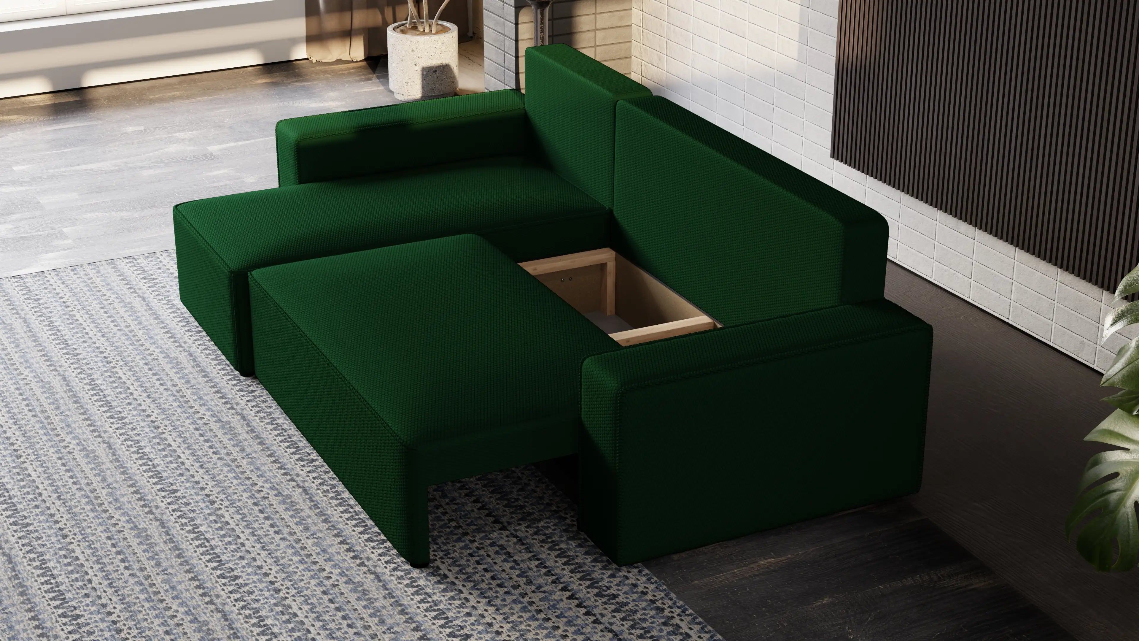 Narożnik Nexo L uniwersalny – funkcja spania, pojemnik na pościel