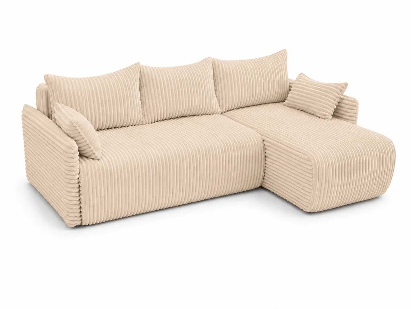 Narożnik Rivo 220 × 155 cm z funkcją spania i pojemnikiem – sztruks Ambience