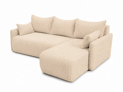 Narożnik Rivo 220 × 155 cm z funkcją spania i pojemnikiem – sztruks Ambience
