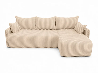 Narożnik Rivo 220 × 155 cm z funkcją spania i pojemnikiem – sztruks Ambience