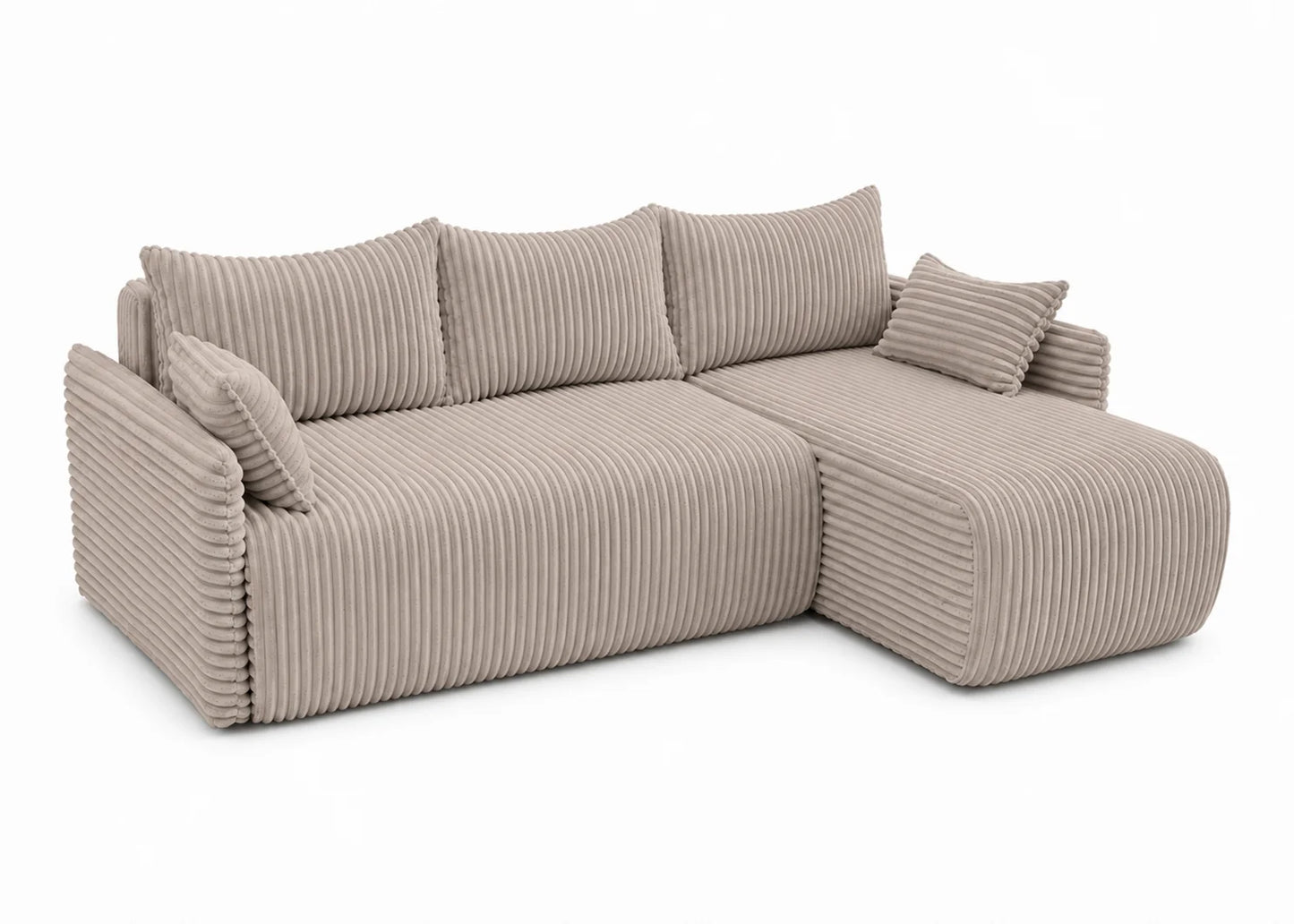 Narożnik Rivo 220 × 155 cm z funkcją spania i pojemnikiem – sztruks Ambience