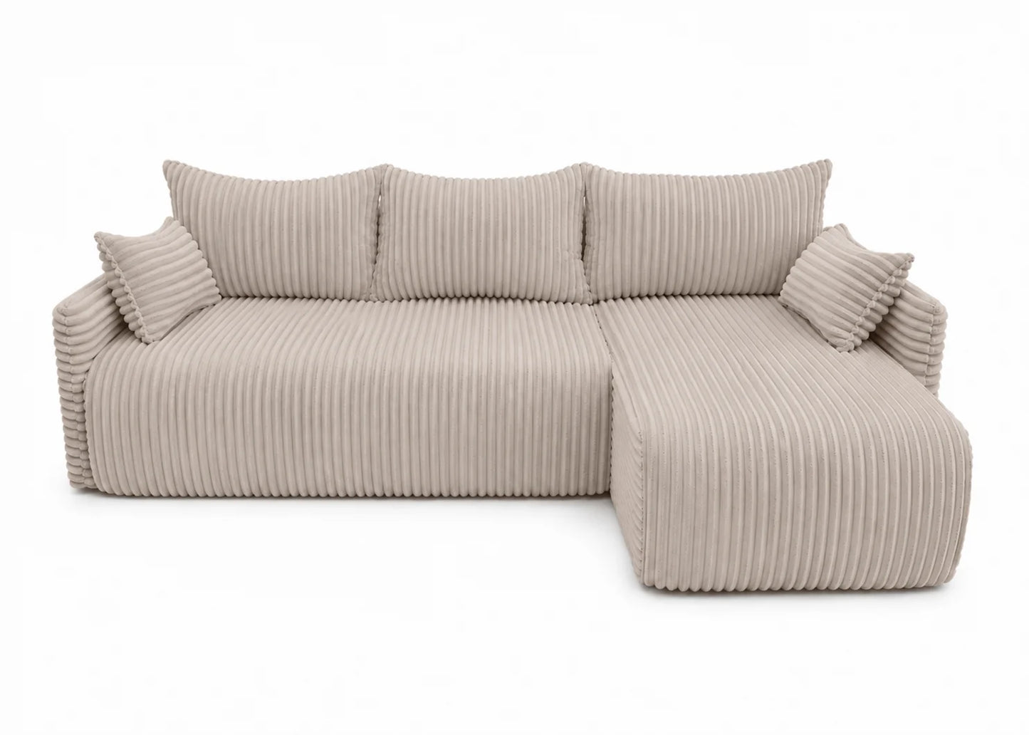 Narożnik Rivo 220 × 155 cm z funkcją spania i pojemnikiem – sztruks Ambience