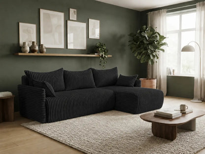 Narożnik Rivo 220 × 155 cm z funkcją spania i pojemnikiem – sztruks Ambience
