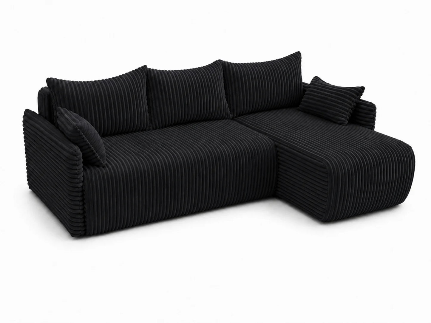 Narożnik Rivo 220 × 155 cm z funkcją spania i pojemnikiem – sztruks Ambience