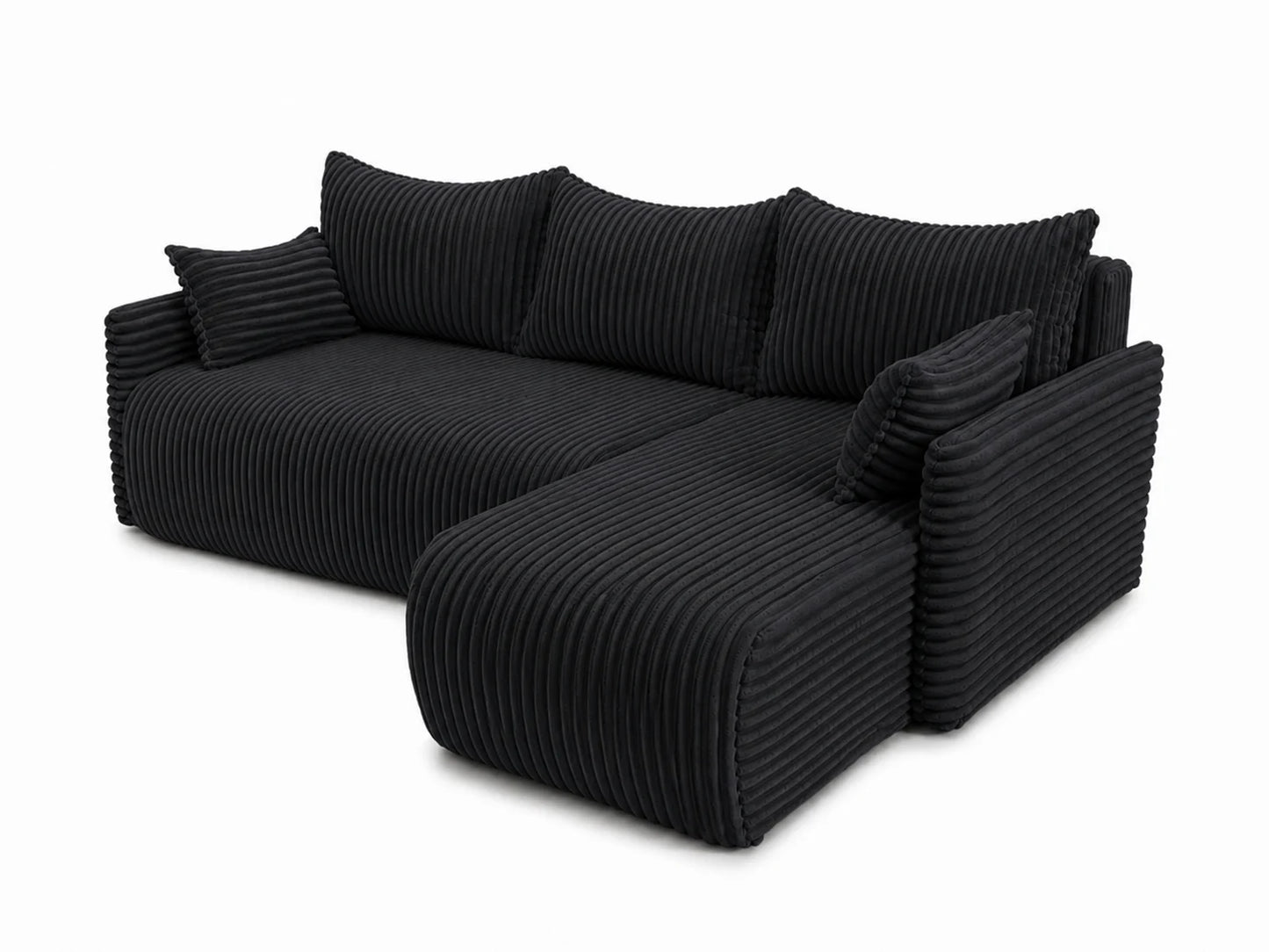 Narożnik Rivo 220 × 155 cm z funkcją spania i pojemnikiem – sztruks Ambience