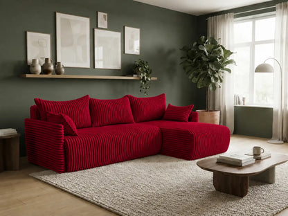 Narożnik Rivo 220 × 155 cm z funkcją spania i pojemnikiem – sztruks Ambience