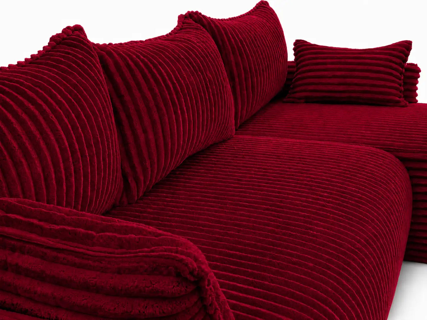 Narożnik Rivo 220 × 155 cm z funkcją spania i pojemnikiem – sztruks Ambience