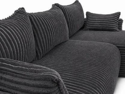 Narożnik Rivo 220 × 155 cm z funkcją spania i pojemnikiem – sztruks Ambience