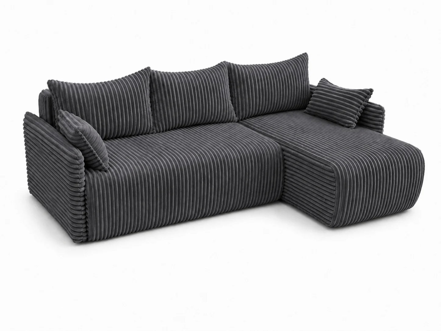 Narożnik Rivo 220 × 155 cm z funkcją spania i pojemnikiem – sztruks Ambience
