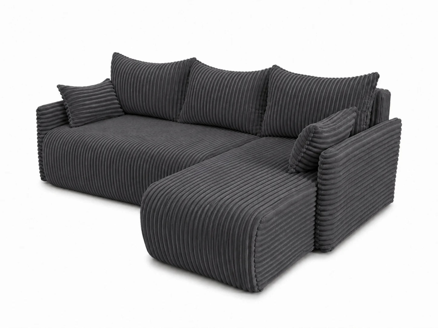 Narożnik Rivo 220 × 155 cm z funkcją spania i pojemnikiem – sztruks Ambience