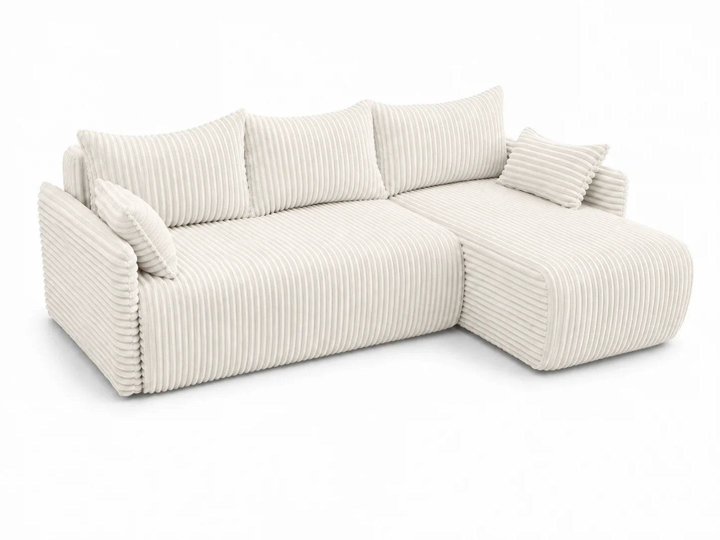 Narożnik Rivo 220 × 155 cm z funkcją spania i pojemnikiem – sztruks Ambience