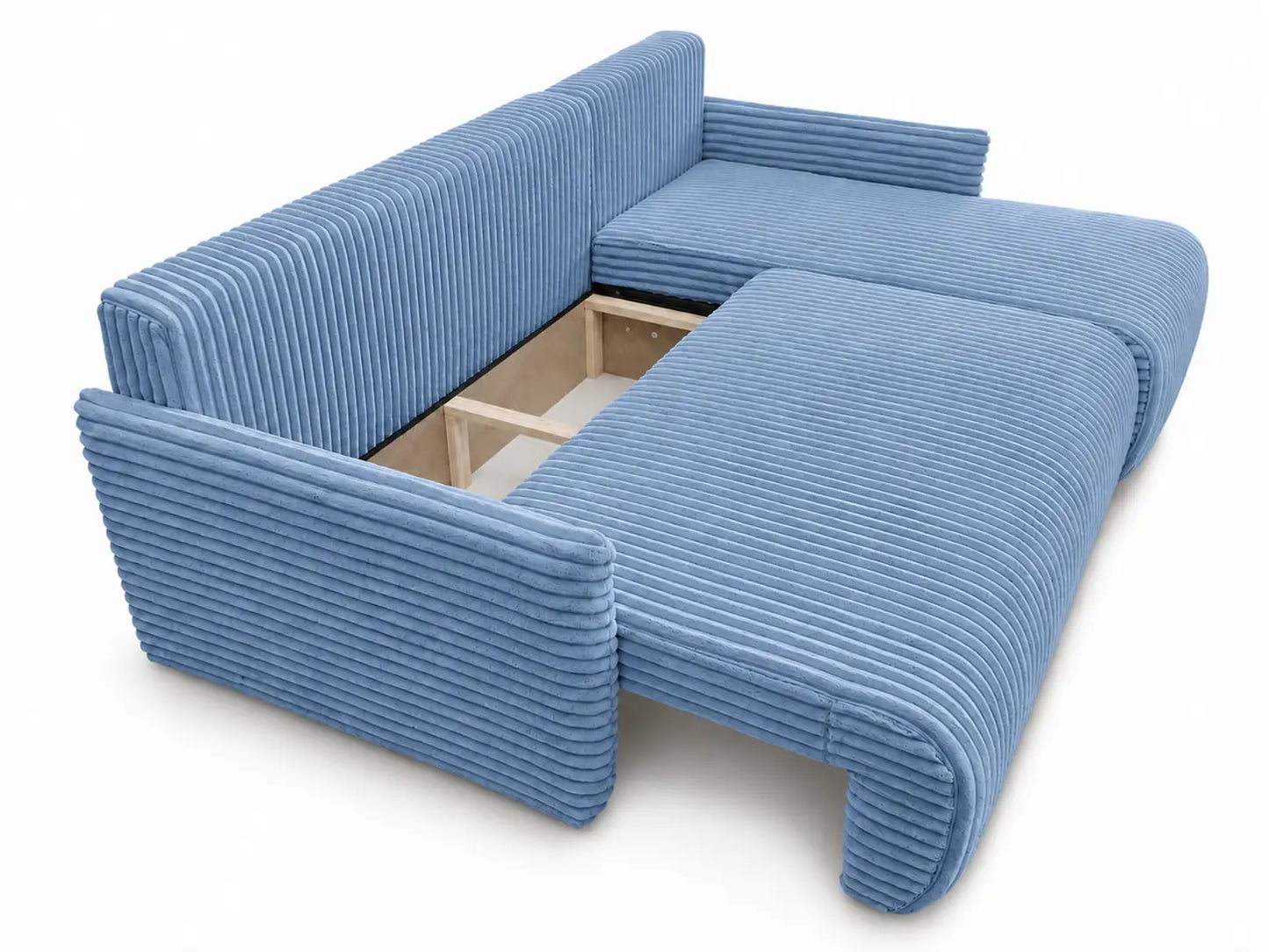 Narożnik Rivo 220 × 155 cm z funkcją spania i pojemnikiem – sztruks Ambience