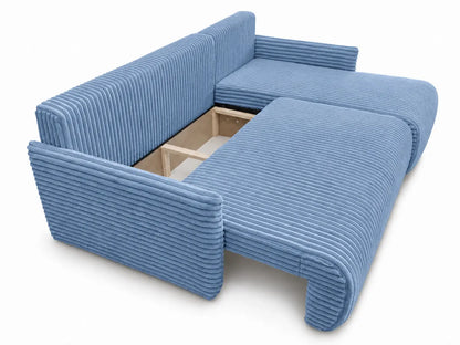 Narożnik Rivo 220 × 155 cm z funkcją spania i pojemnikiem – sztruks Ambience