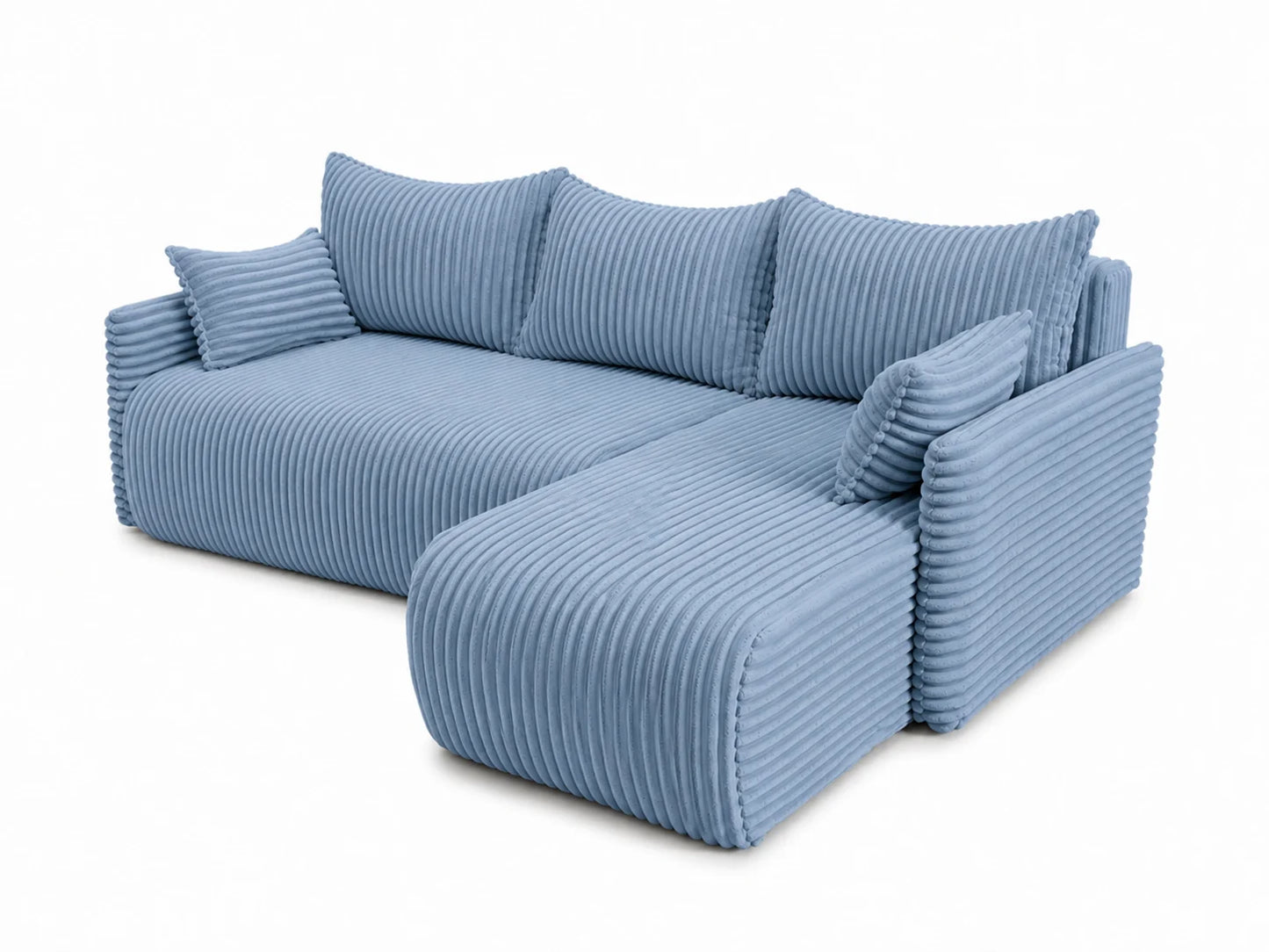 Narożnik Rivo 220 × 155 cm z funkcją spania i pojemnikiem – sztruks Ambience