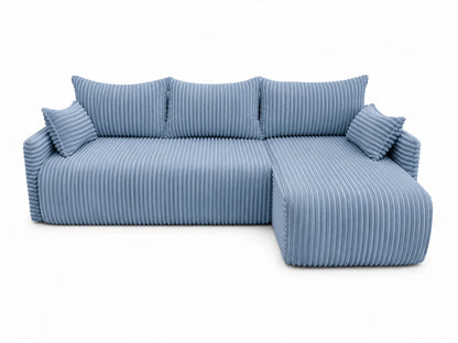 Narożnik Rivo 220 × 155 cm z funkcją spania i pojemnikiem – sztruks Ambience