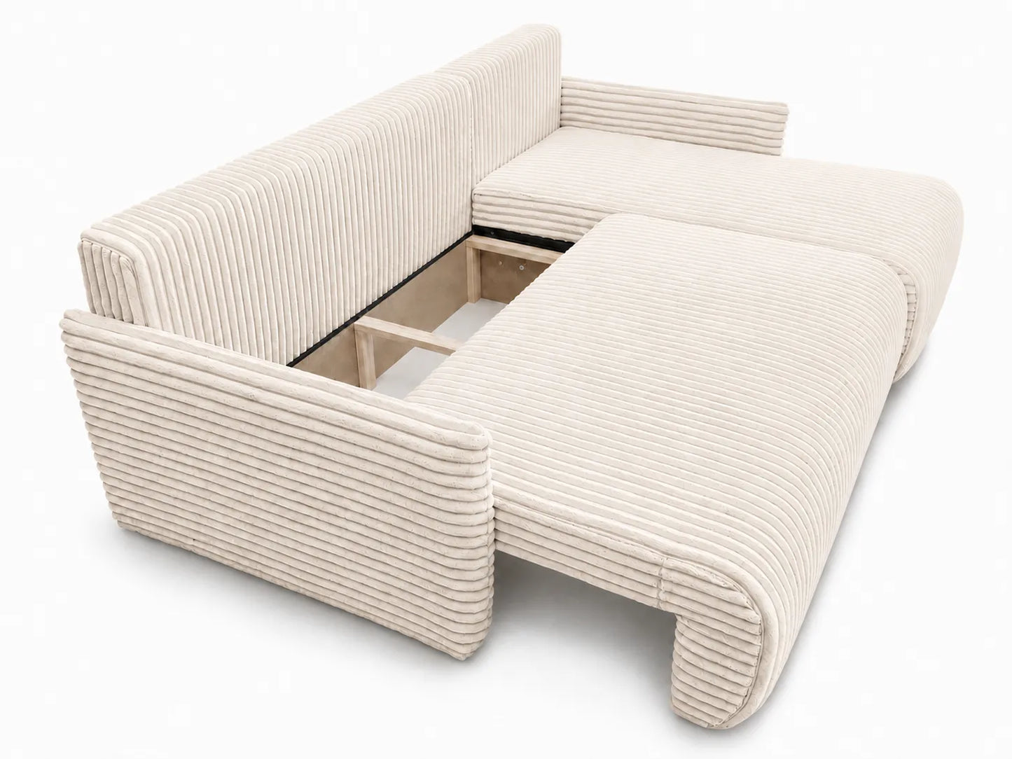 Narożnik Rivo 220 × 155 cm z funkcją spania i pojemnikiem – sztruks Ambience