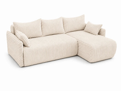 Narożnik Rivo 220 × 155 cm z funkcją spania i pojemnikiem – sztruks Ambience