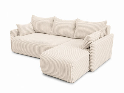 Narożnik Rivo 220 × 155 cm z funkcją spania i pojemnikiem – sztruks Ambience