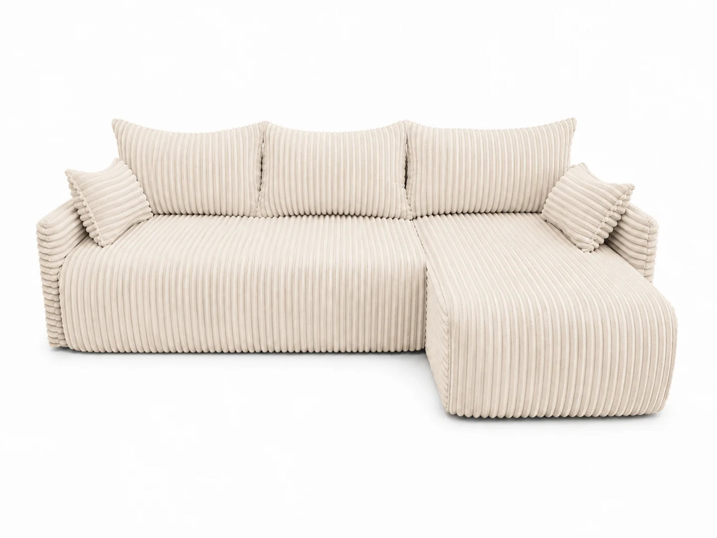 Narożnik Rivo 220 × 155 cm z funkcją spania i pojemnikiem – sztruks Ambience