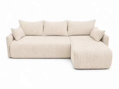 Narożnik Rivo 220 × 155 cm z funkcją spania i pojemnikiem – sztruks Ambience