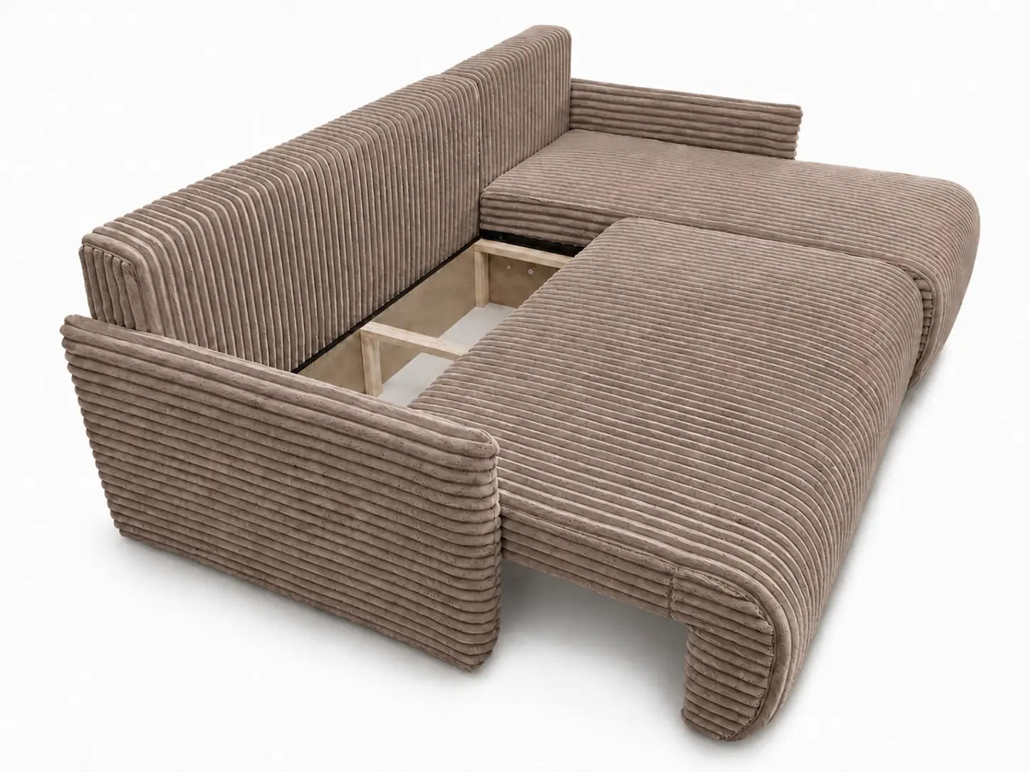 Narożnik Rivo 220 × 155 cm z funkcją spania i pojemnikiem – sztruks Ambience