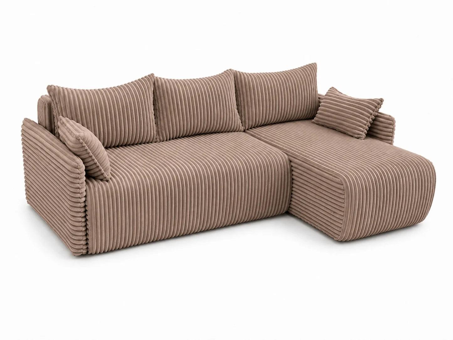 Narożnik Rivo 220 × 155 cm z funkcją spania i pojemnikiem – sztruks Ambience