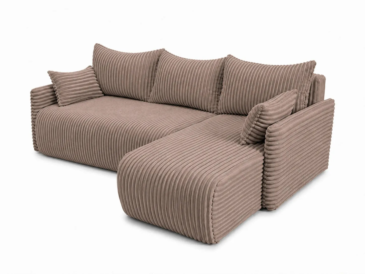 Narożnik Rivo 220 × 155 cm z funkcją spania i pojemnikiem – sztruks Ambience
