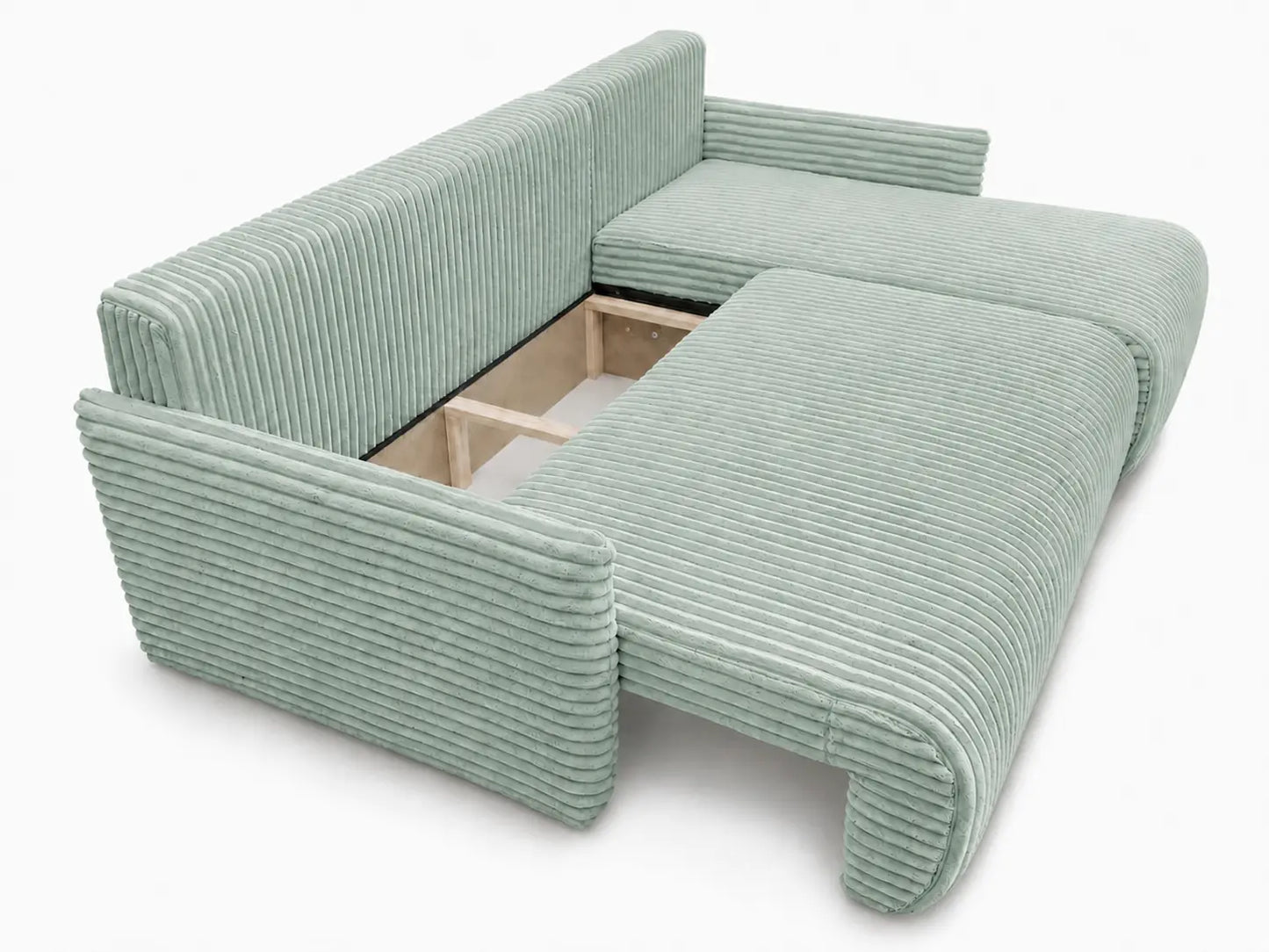 Narożnik Rivo 220 × 155 cm z funkcją spania i pojemnikiem – sztruks Ambience