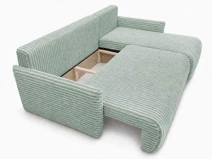 Narożnik Rivo 220 × 155 cm z funkcją spania i pojemnikiem – sztruks Ambience