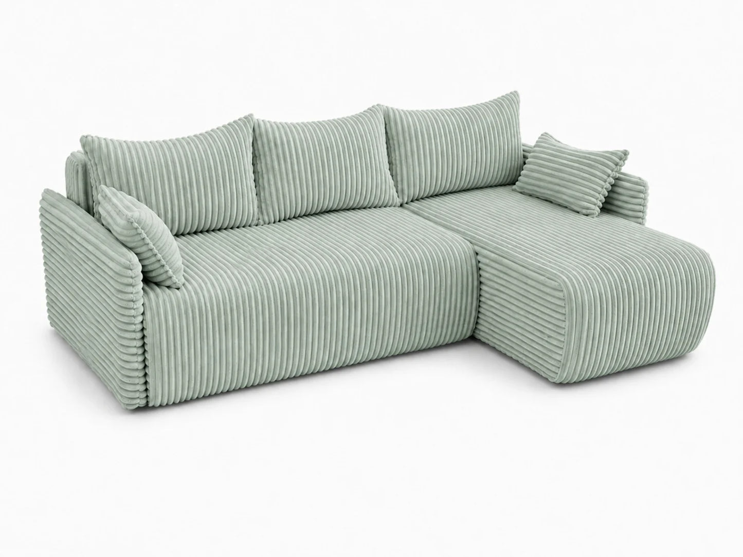 Narożnik Rivo 220 × 155 cm z funkcją spania i pojemnikiem – sztruks Ambience