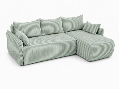 Narożnik Rivo 220 × 155 cm z funkcją spania i pojemnikiem – sztruks Ambience