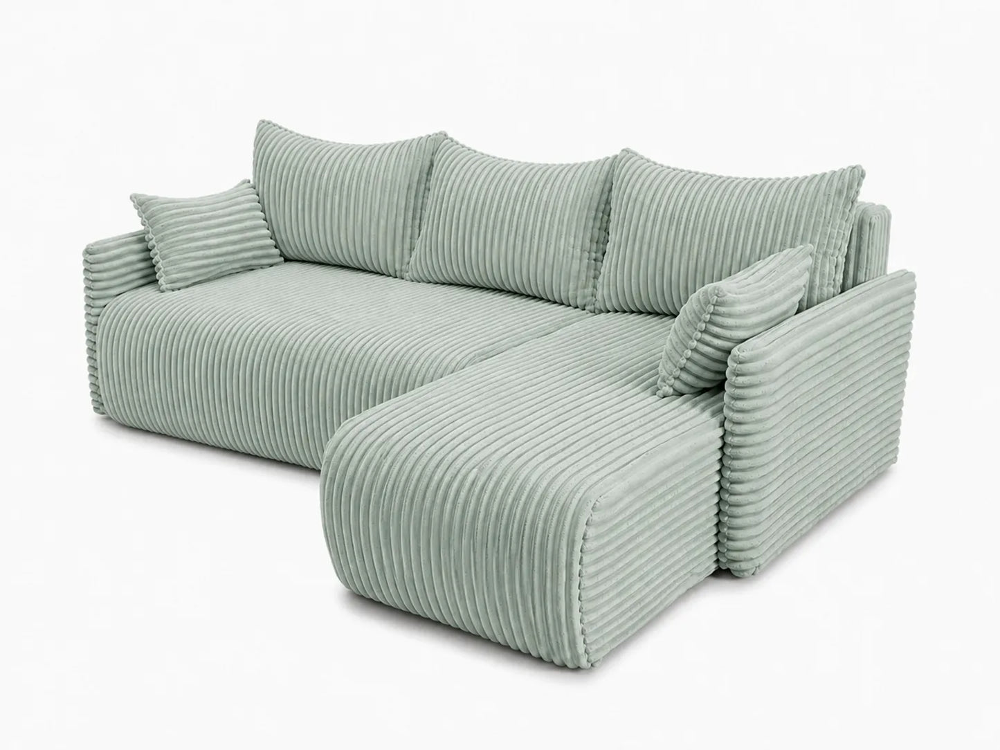 Narożnik Rivo 220 × 155 cm z funkcją spania i pojemnikiem – sztruks Ambience