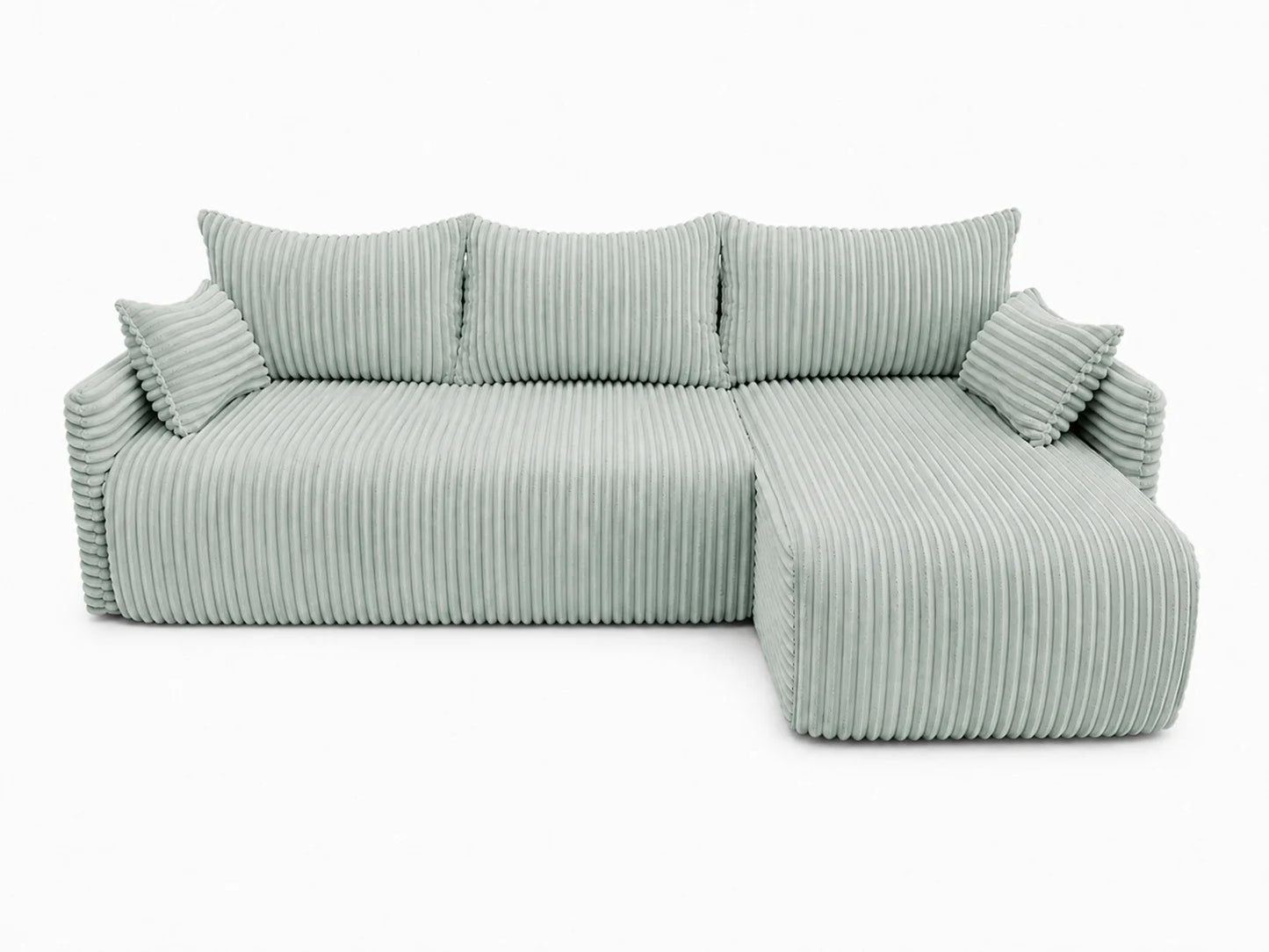 Narożnik Rivo 220 × 155 cm z funkcją spania i pojemnikiem – sztruks Ambience
