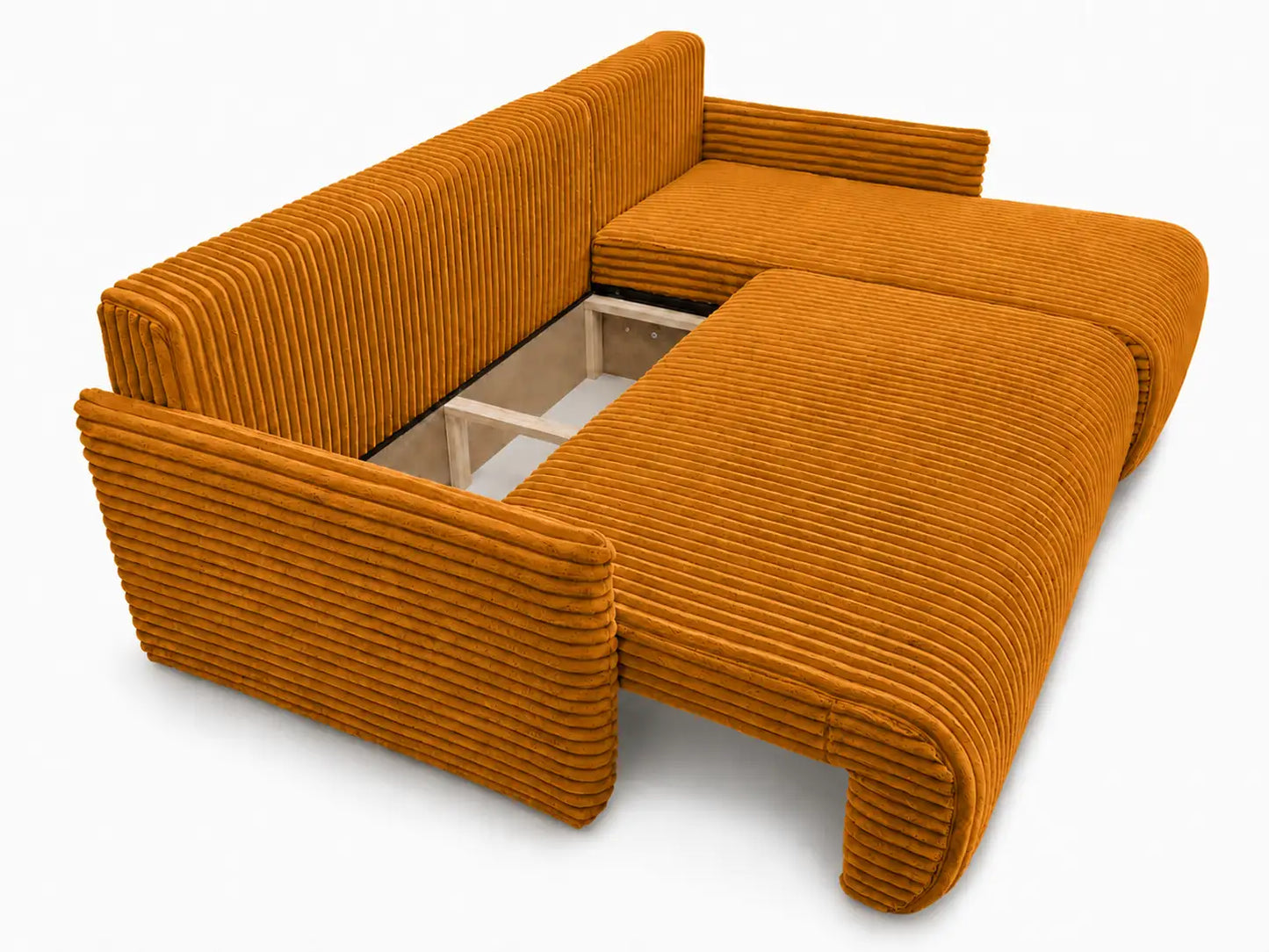Narożnik Rivo 220 × 155 cm z funkcją spania i pojemnikiem – sztruks Ambience