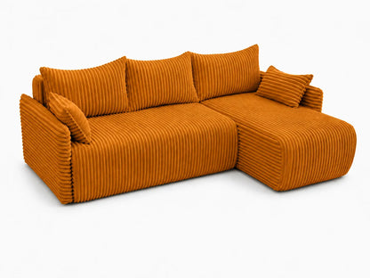 Narożnik Rivo 220 × 155 cm z funkcją spania i pojemnikiem – sztruks Ambience
